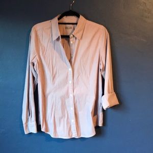 Deep red pinstripe blouse. Jjill